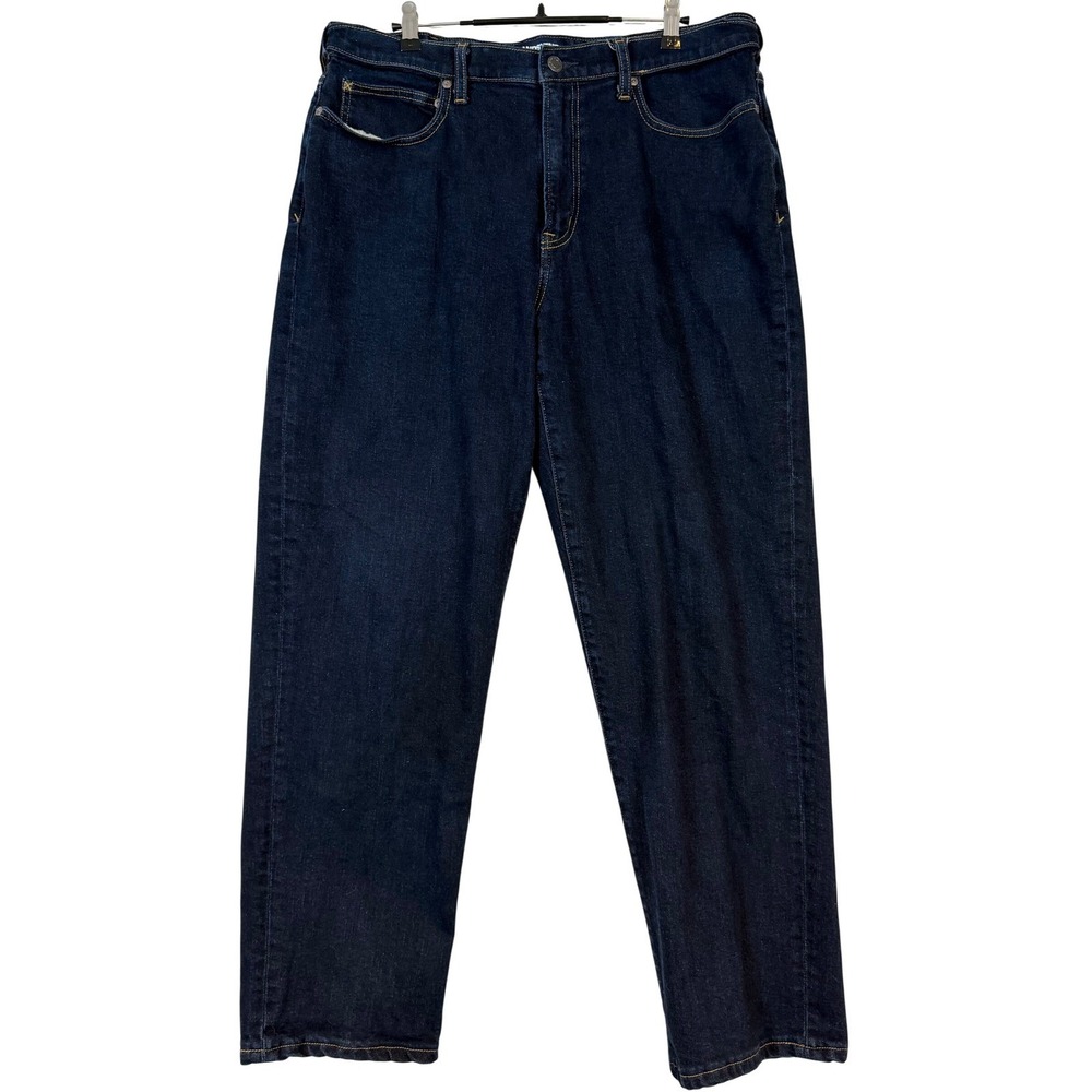 Lands End Square Rigger Men 38 Traditional Fit Dark Wash Indigo Stretch Jeans
